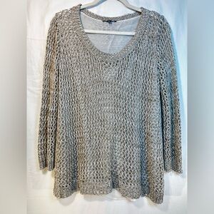 Taupe Open Weave Knit Sweater
